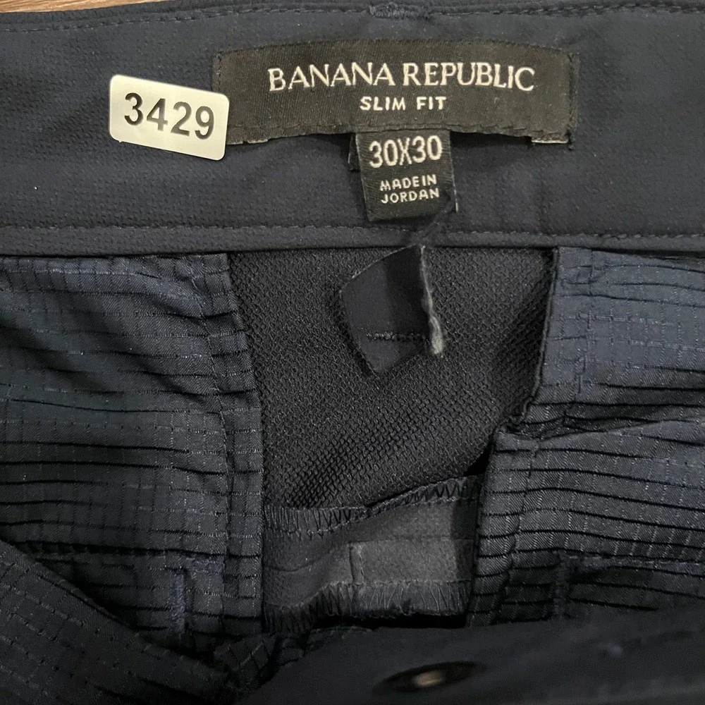 Banana Republic Slim Fit Navy Performance Blue Chino Pants Mens 30x30